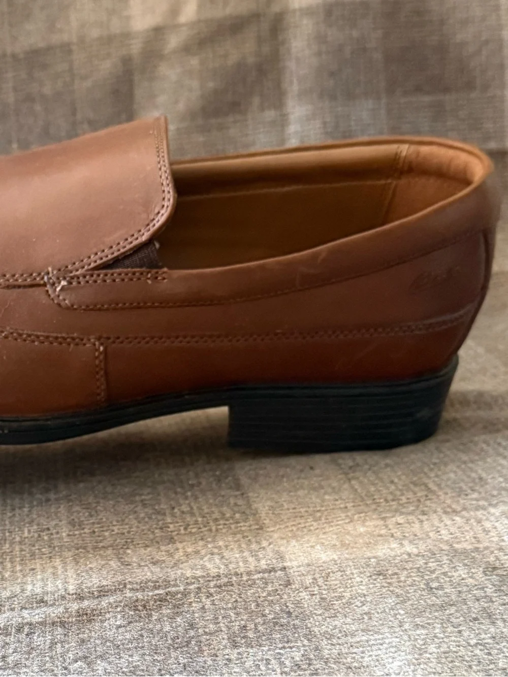 Clarks Men's Tan Leather Slip-On Loafers